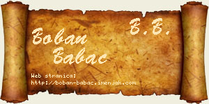 Boban Babac vizit kartica